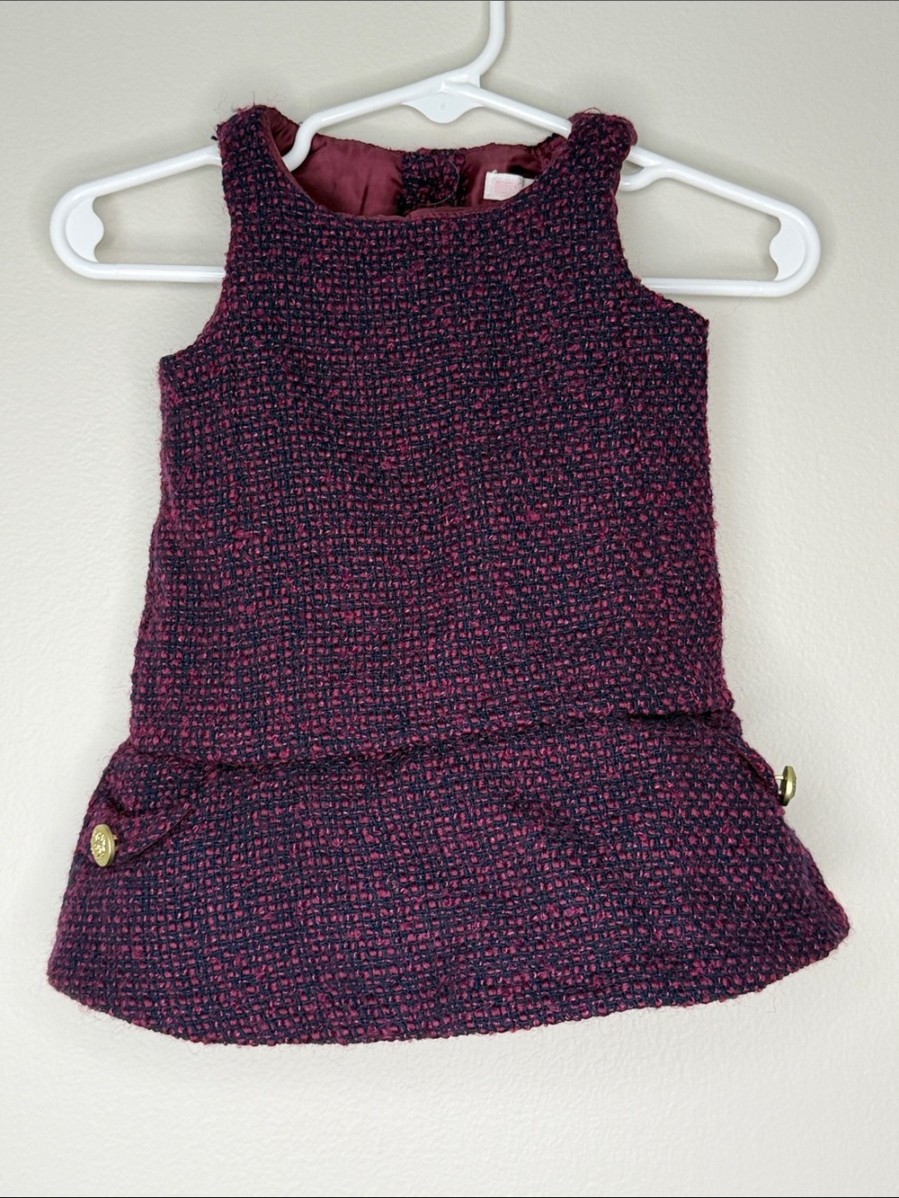 Janie and Jack Burgundy Tweed Sleeveless Dress